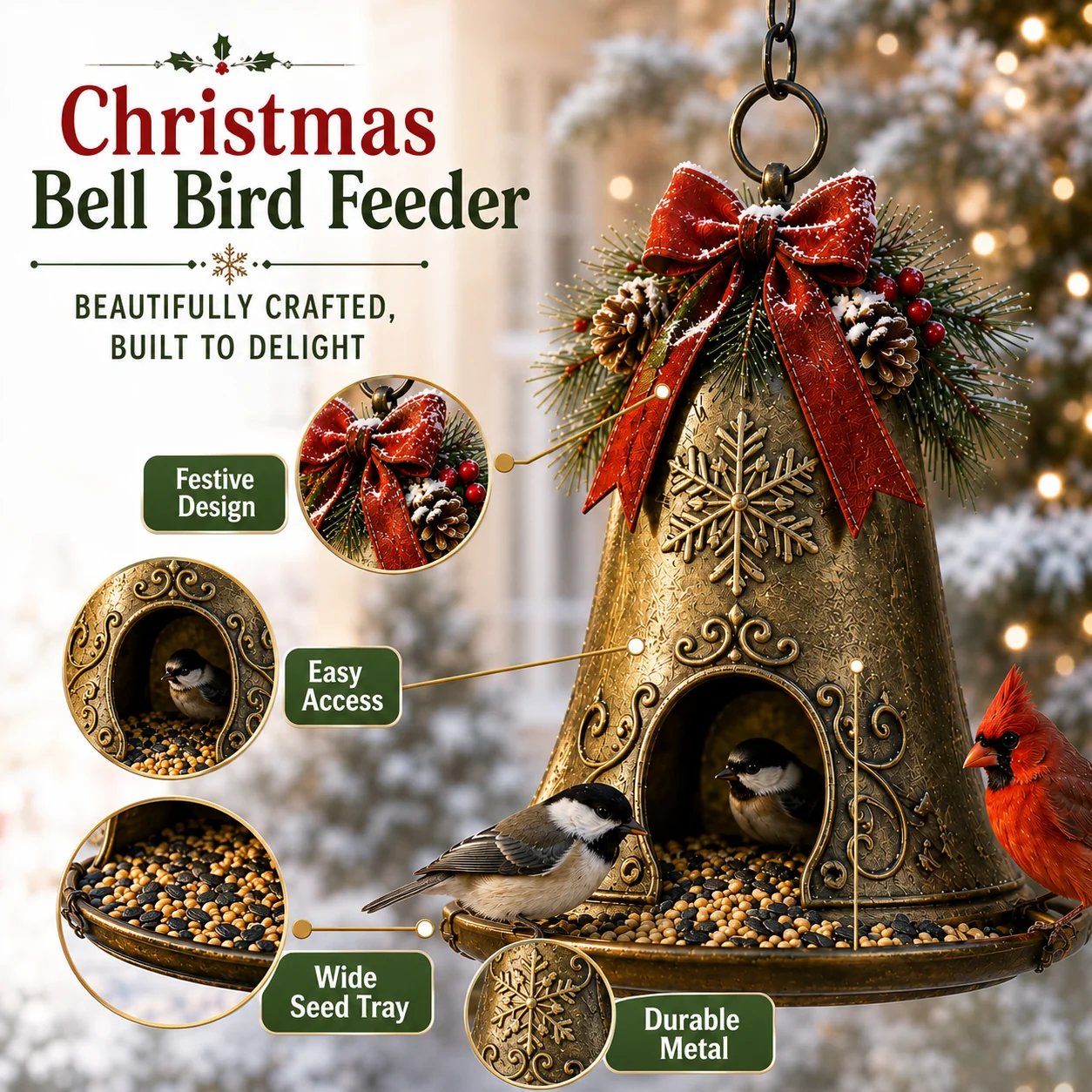 ✨🎄 Christmas Bird Feeder Collection – Festive Hanging Garden Feeders for Wild Birds