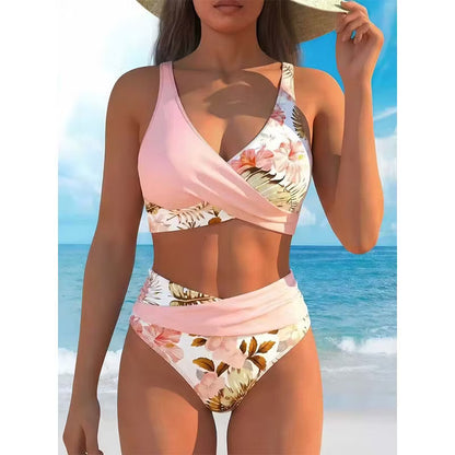 Women's Floral Print High Waist Bikini Set