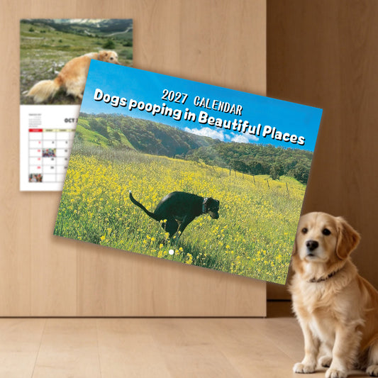 2027 Dogs Pooping in Beautiful Places Wall Calendar – A Hilariously Scenic Gift for Dog Lovers