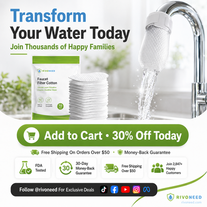 ⏰56%OFF⚡50K+ SOLD!💥Anti-Splash Kitchen Faucet Cotton Filter for Sediment & Rust Removal