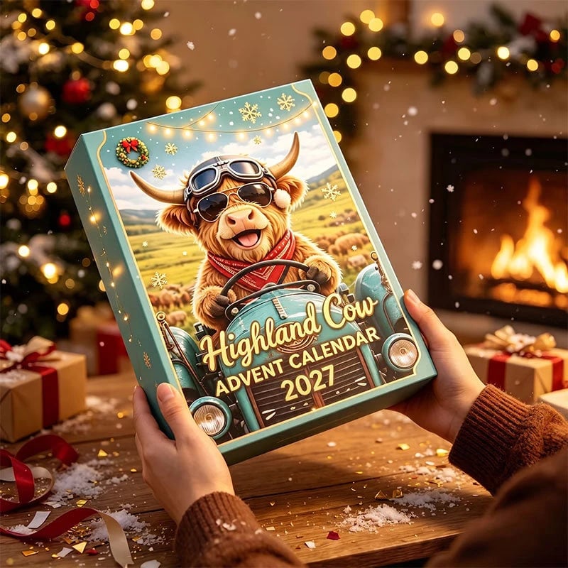 🔥HOT SALE🔥🐮 Highland Cow Advent Calendar 2027 | Cute 3D Highland Cow Mini Figurines Advent Box
