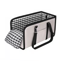 Portable Plaid Armrest Dog Car Seat with Belt
