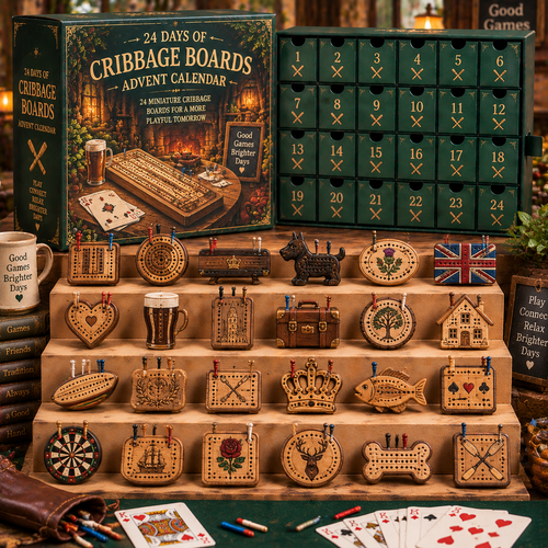 CHRISTMAS KICKOFF 49% OFF - 2026 Days of Cribbage Boards Blind Box - 24‑Day Festive Countdown, Cribbage Boards Themed Collectible Miniatures Blind Box - Gift For Classic Board Game Lovers