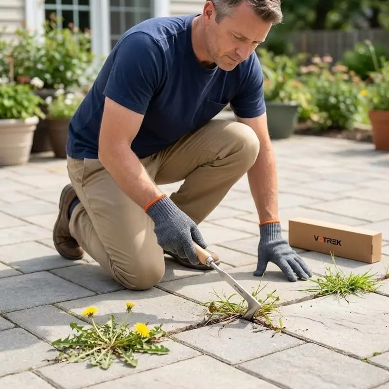 🌱50% OFF NOW! 2026 New Crack Weeder Tool Crevice Cleaning Tool‑Manual Hand Weeder with Wooden Handle, Sturdy Metal Weeding Tool for Pavement Joints, Patio Bricks & Garden Crevice Weed Removal
