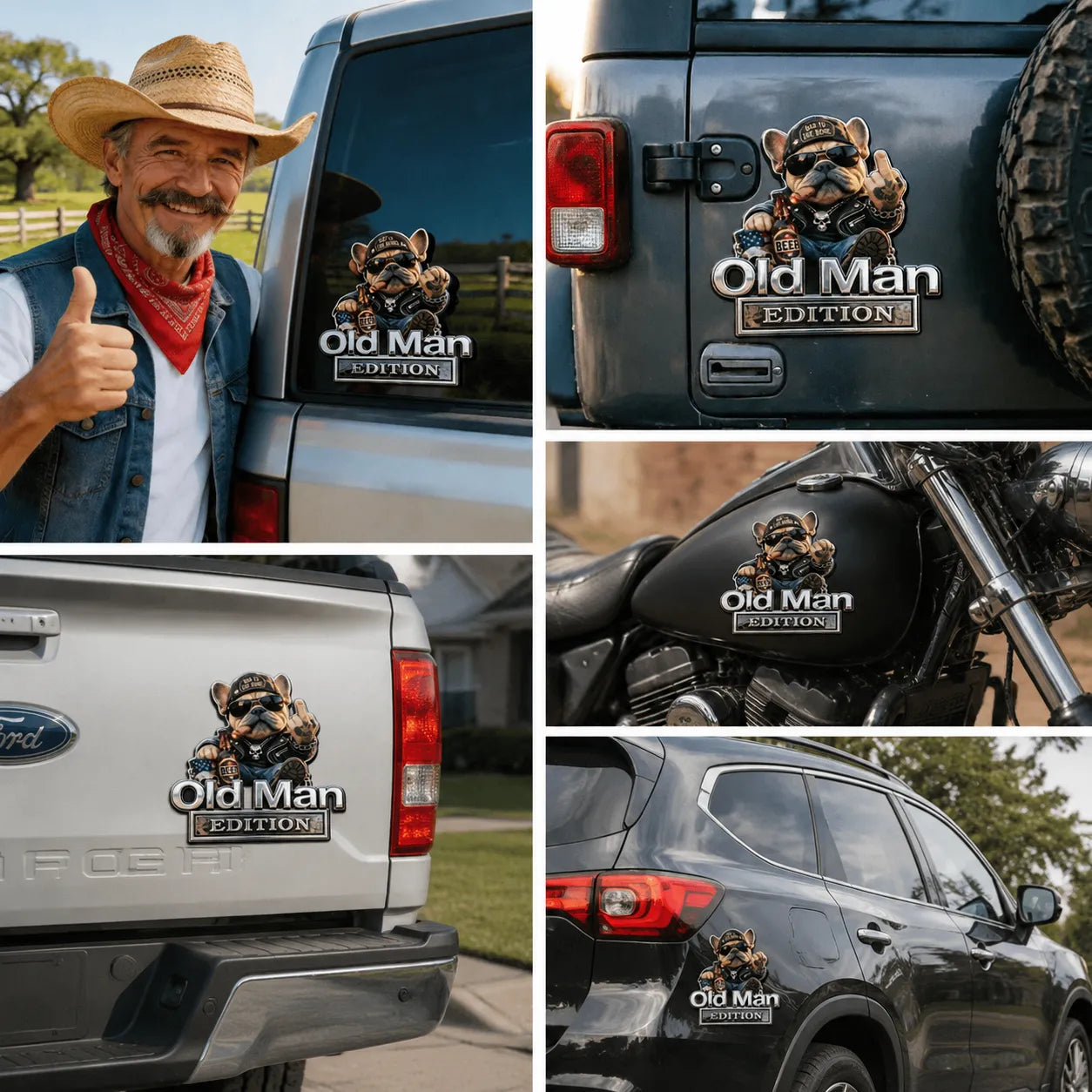 🚗 Funny Old Man Edition Vehicle Badge — Perfect Father's Day & Birthday Gift for Dad, Grandpa, Husband, Truck & SUV Owners