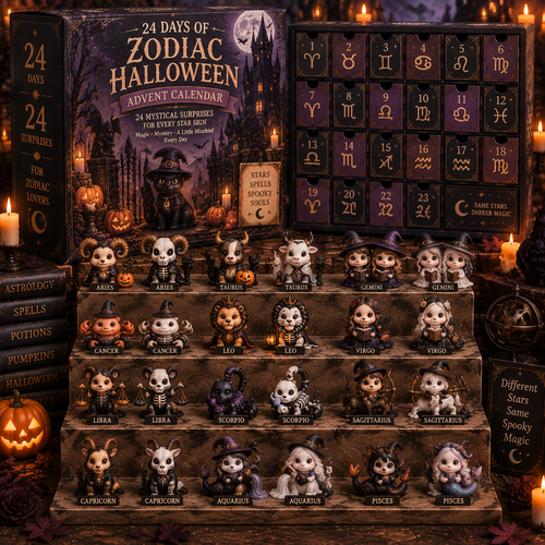 CHRISTMAS KICKOFF 49% OFF - 2026 Days of Zodiac Halloween Blind Box - 24-Day Festive Countdown, Zodiac Halloween Themed Collectible Miniatures Blind Box - Gift For Zodiac Lovers