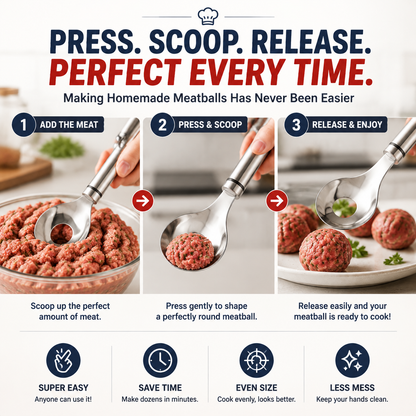 🍝🥄Stainless Steel Meatball Spoon – Make perfect meatballs without getting your hands dirty