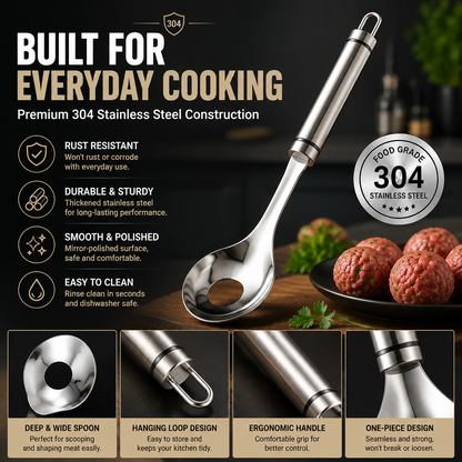 🍝🥄Stainless Steel Meatball Spoon – Make perfect meatballs without getting your hands dirty