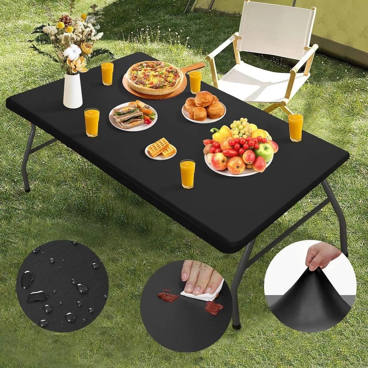 🌸 LIMITED TIME 60% OFF! ✨Pack Stretch Fabric Table Top Cap Cover, fits 4ft/6ft/8ft Tables