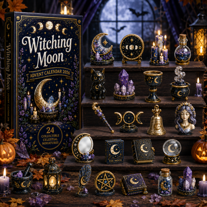 Witching Moon Advent Calendar 2027 – 24 Days of Celestial Miniatures, Mystical Moon Collectibles & Magical Gifts for Witchy Decor Lovers, Acrylic Charms Blind Box