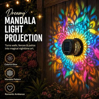 Solar Mandala Projector Wall Lights – Colorful Outdoor Garden Fence Lights 🌈✨