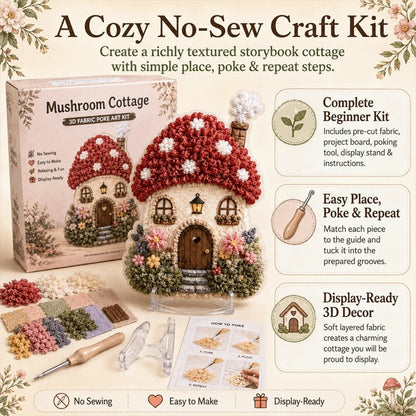 🔥Last Day 48% OFF - ✨🧘Relaxing & Beginner-Friendly-✨Whimsical Village 3D Fabric Poke Art Kit
