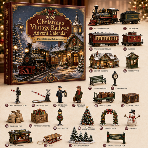 2026 Vintage Christmas Railway Advent Calendar 🚂🎄 – 24 Days of Festive Surprises