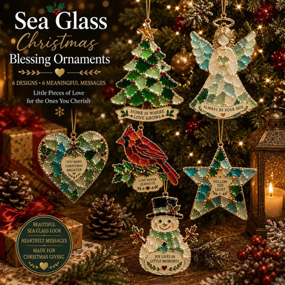 🎄 Sea Glass Christmas Blessing Ornaments