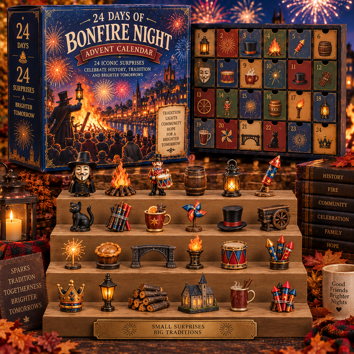 CHRISTMAS KICKOFF 49% OFF - 2026 Days of Bonfire Night Blind Box - 24-Day Festive Countdown, Bonfire Night Themed Collectible Miniatures Blind Box - Gift For Festival Lovers