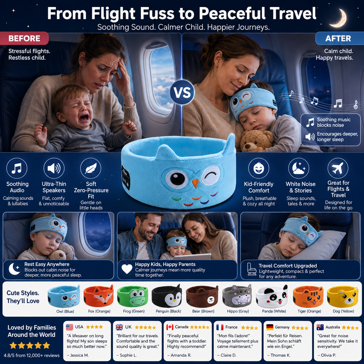 🥳 2026 HOT SALE 🥳💞 Over 50,000 sold! 🎧😴 Bluetooth Headband for Kids – 2‑in‑1: Soft Headband and Sleep Mask. Perfect for travel or naptime. 🧸✨