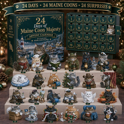 24 Days of Maine Coon Advent Calendar 2026 with 24 maine coon cat figurines