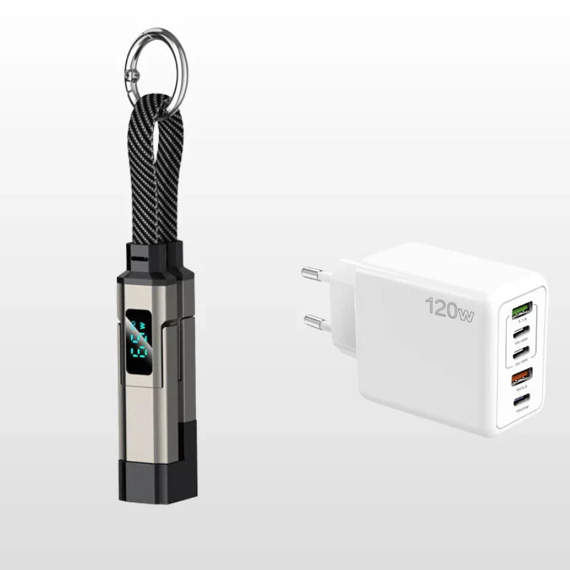 📢📢50% OFF !! ⏰4-in-1 Digital Display Keychain Charging Cable🔋📱