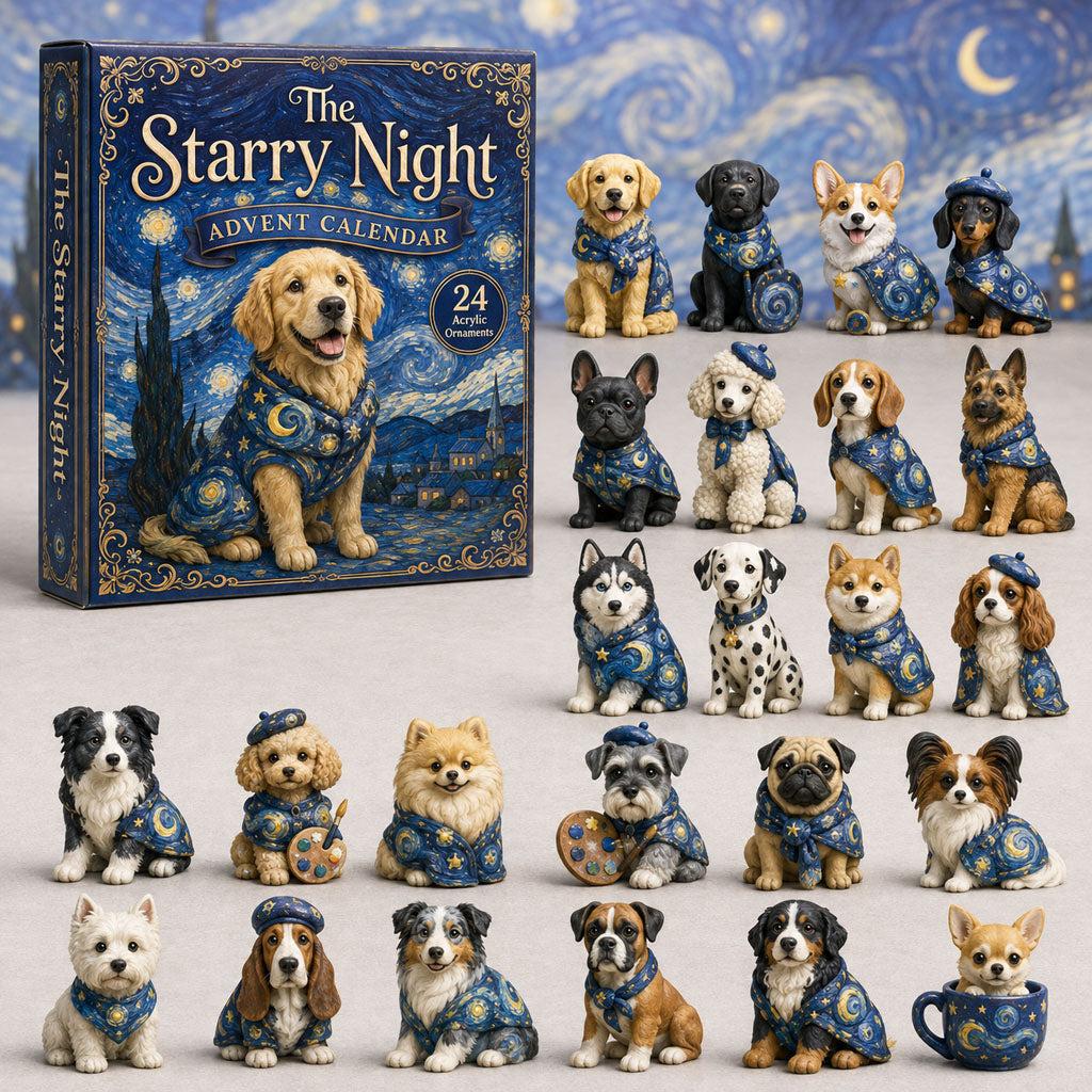 CHRISTMAS KICKOFF: 48% OFF – 2026 Starry Night Dogs Advent Calendar – 24 Artistic Dog Ornaments, Dreamy Christmas Collectible Blind Box