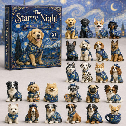 CHRISTMAS KICKOFF: 48% OFF – 2026 Starry Night Dogs Advent Calendar – 24 Artistic Dog Ornaments, Dreamy Christmas Collectible Blind Box