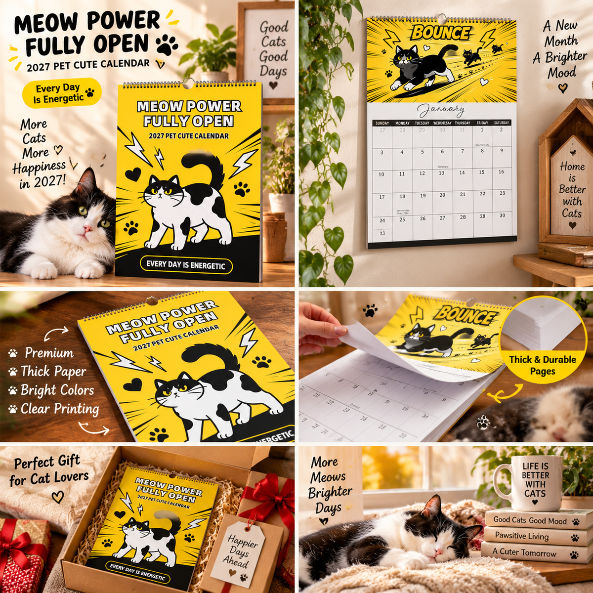🐾 2027 Meow Power Fully Open Cat Calendar