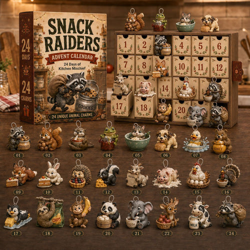 2026 Snack Raiders Advent Calendar – 24 Mischievous Animal Charms, A Christmas Countdown for Snack Lovers