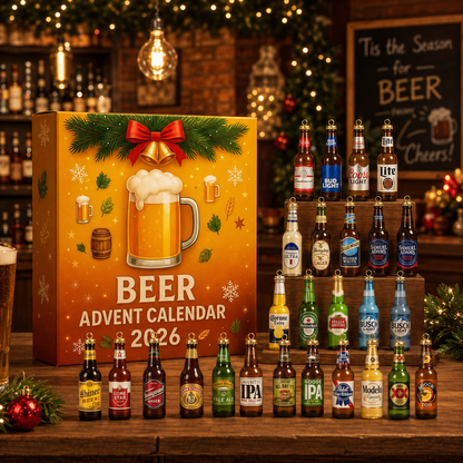 CHRISTMAS KICKOFF: 48% OFF – 2026 Beer Christmas Advent Calendar – 24 Days of Festive Bottle Surprises, Beer-Inspired Acrylic Ornament Blind Box – Gift for Beer Lovers