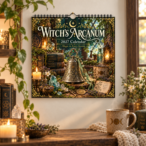 Witch’s Arcanum 2027 Wall Calendar – 12-Month Witchy Art Calendar with Black Cats, Herbs, Crystals & Seasonal Magic