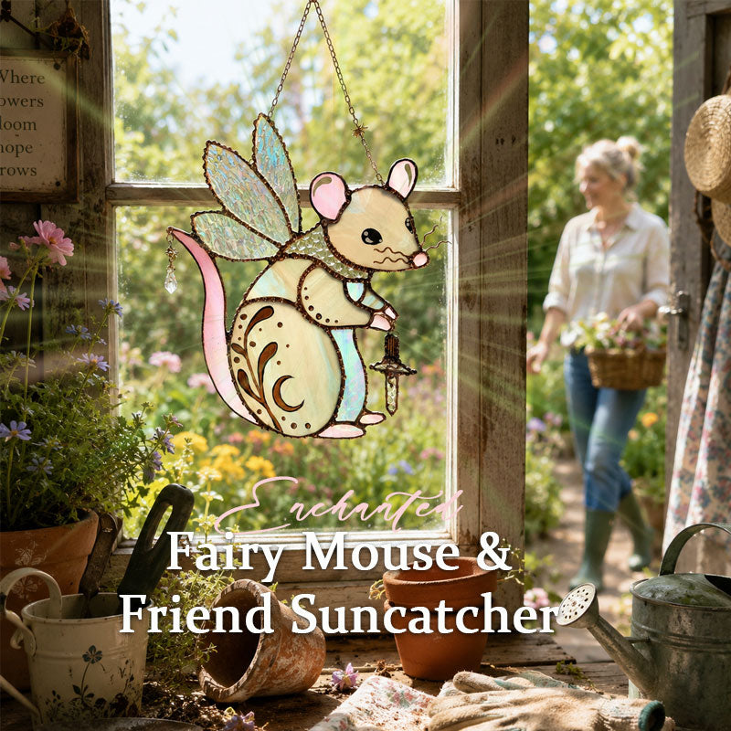 Enchanted Fairy Mouse Suncatcher – Whimsical Window Hanging Decor