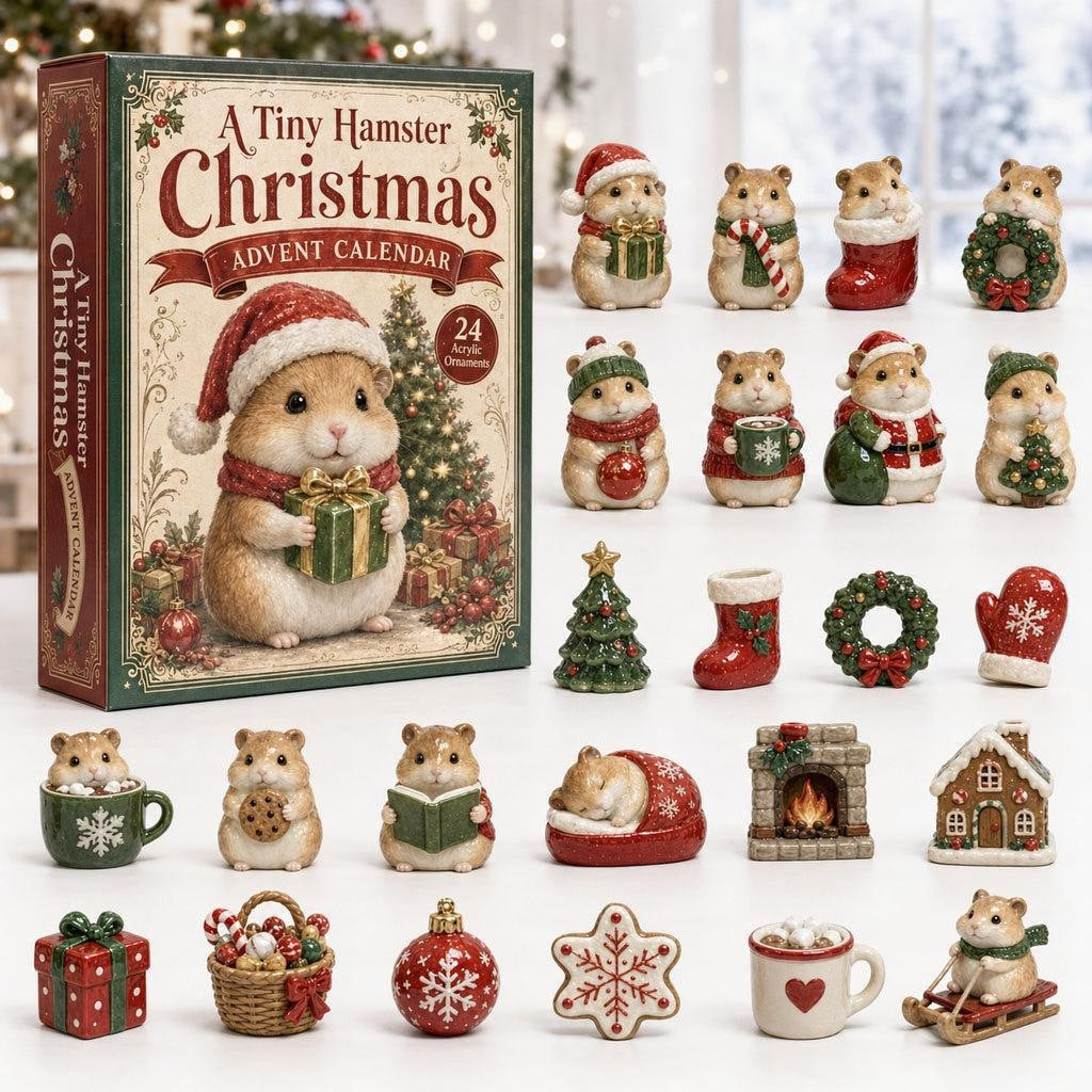 2026 A Tiny Hamster Christmas Advent Calendar – 24 Festive Acrylic Ornaments & Cosy Little Surprises