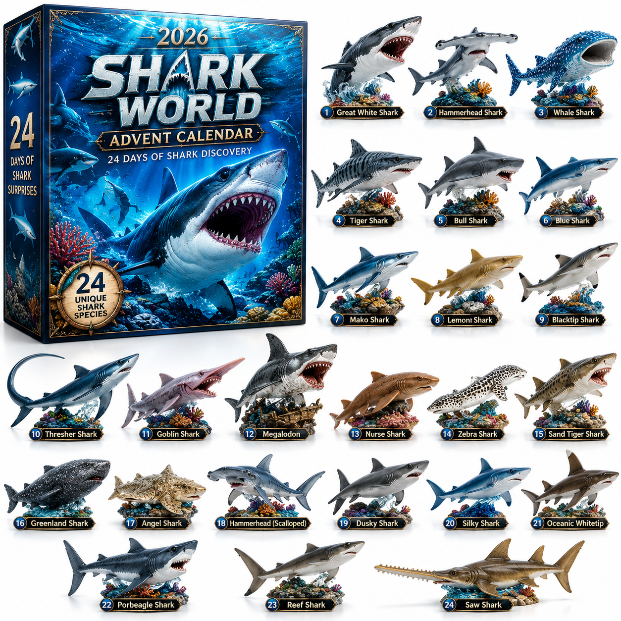 🔥49% Off Today Only-🦈 2026 Shark World Advent Calendar