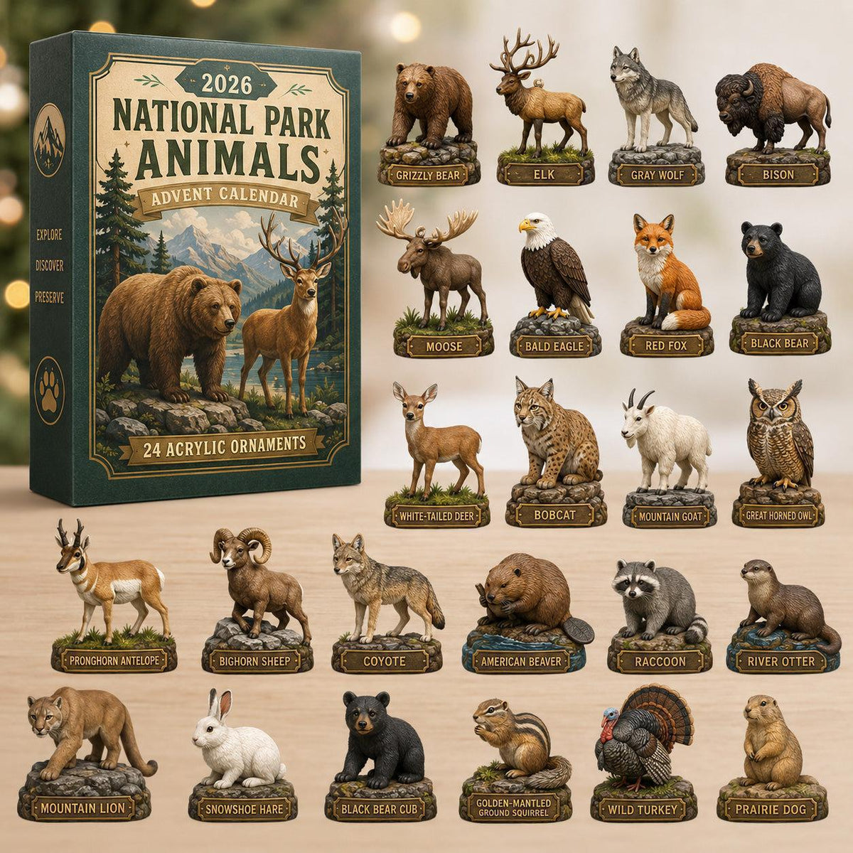 2026 National Park Animals Advent Calendar - Discover 24 Forest & Mountain Animals, Nature Lover’s Collectible Blind Box