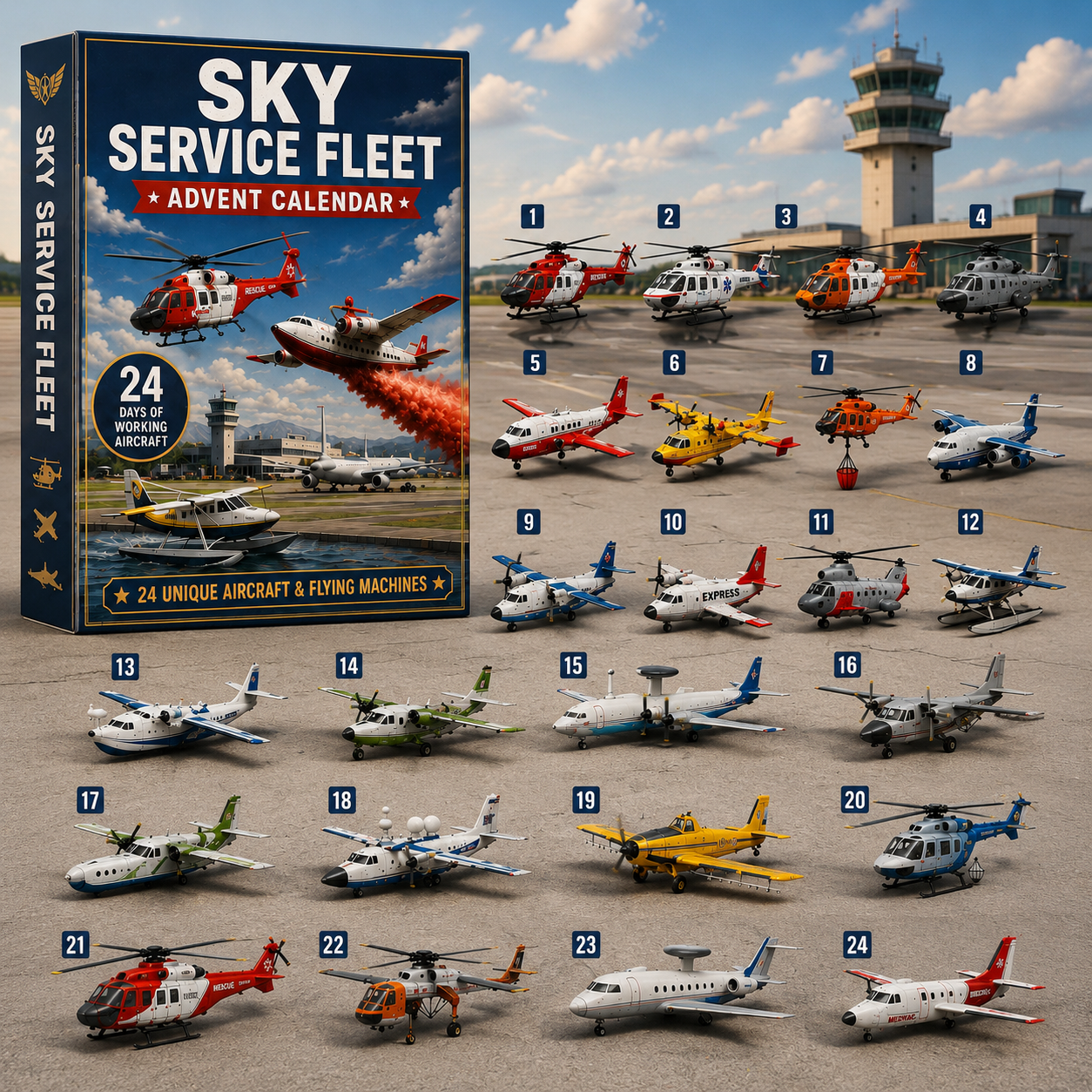 CHRISTMAS KICKOFF: 48% OFF – 2026 Sky Service Fleet Advent Calendar – 24 Days of Aviation Mission Surprises, Aircraft Collectible Blind Box – Gift for Aviation Lovers
