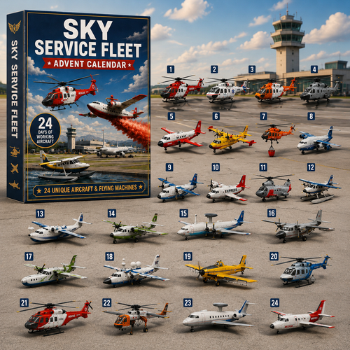 CHRISTMAS KICKOFF: 48% OFF – 2026 Sky Service Fleet Advent Calendar – 24 Days of Aviation Mission Surprises, Aircraft Collectible Blind Box – Gift for Aviation Lovers