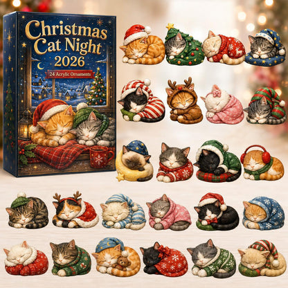CHRISTMAS KICKOFF: 48% OFF – 2026 Cozy Cat Christmas Advent Calendar – 24 Tiny Sleeping Cat Charms, Heartwarming Holiday Gift for Cat Lovers