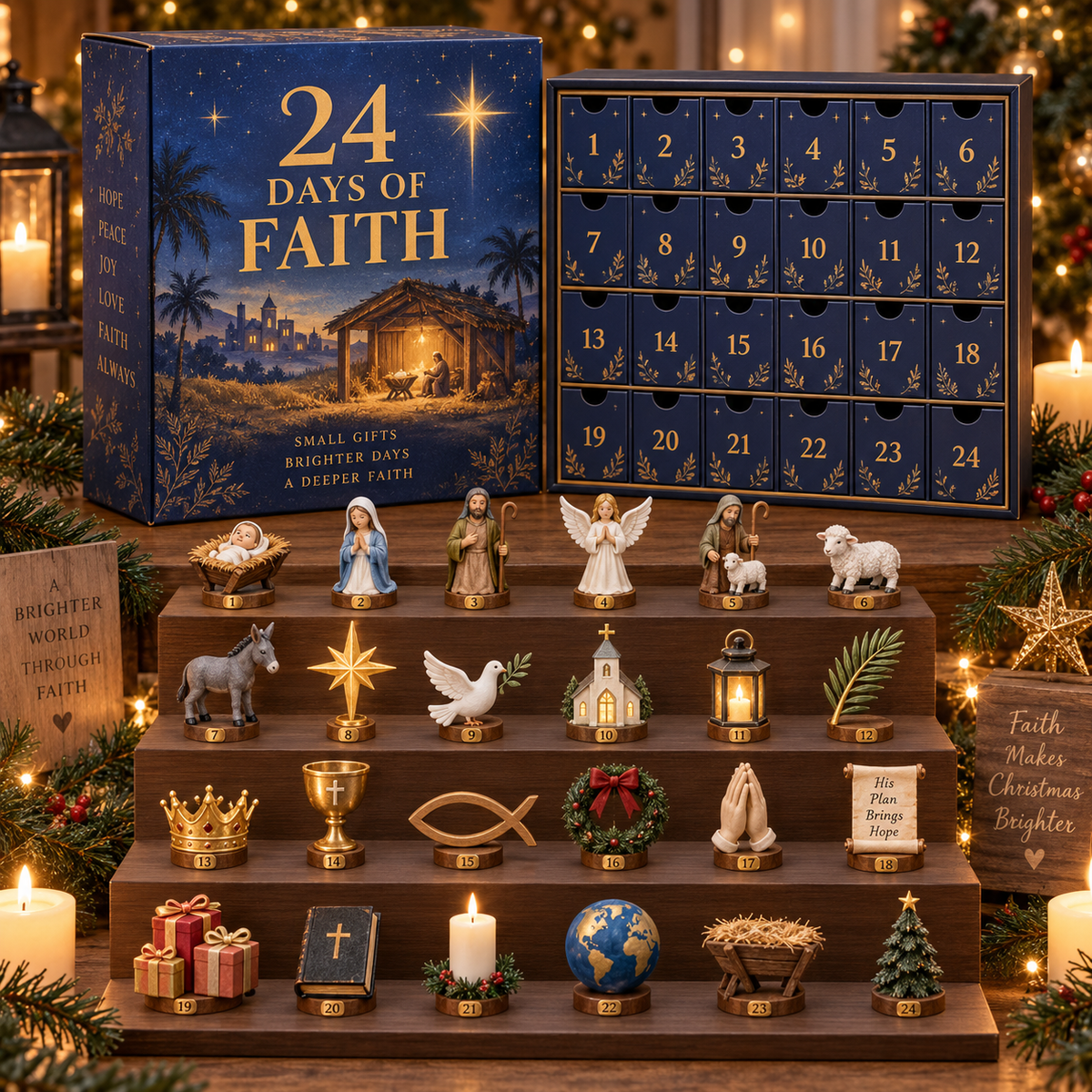 CHRISTMAS KICKOFF 49% OFF - 2026 Days of Nativity Blind Box - 24-Day Festive Countdown, Nativity Themed Collectible Miniatures Blind Box - Gift For Christian Lovers