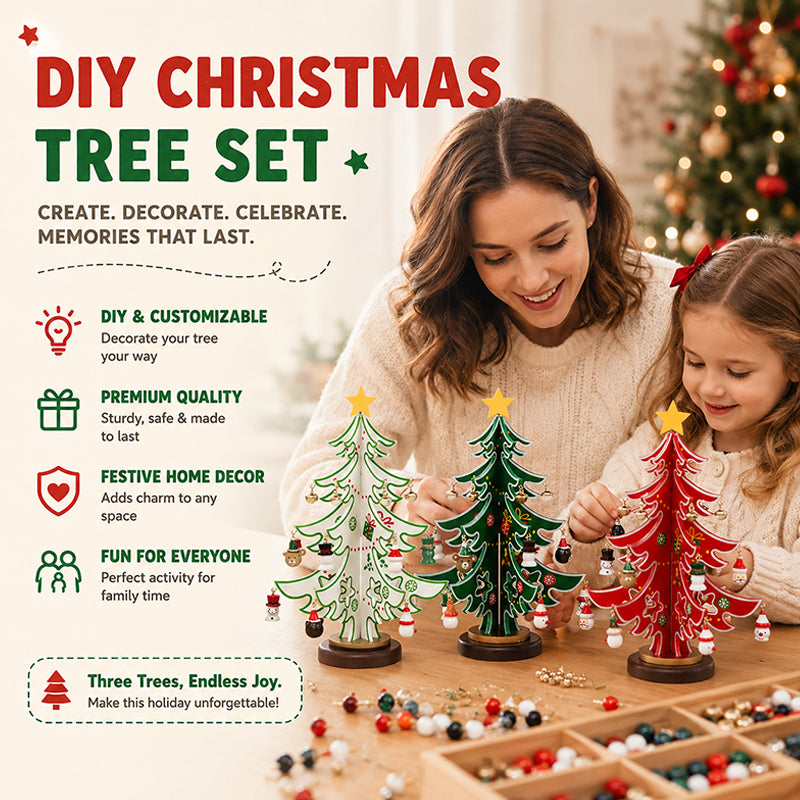 🎄 DIY Wooden Christmas Tree Ornament Set | Festive Wooden Craft Kit For Christmas Decorating