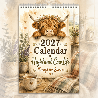 2027 Highland Cow Life Calendar｜A4 Hanging Calendar