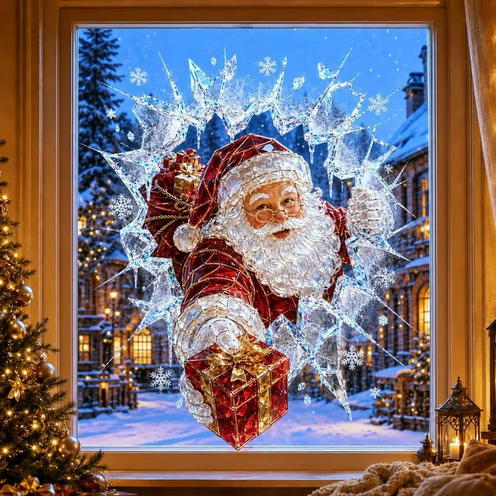 3D crystal Christmas window stickers – Reusable, festive glass decorations