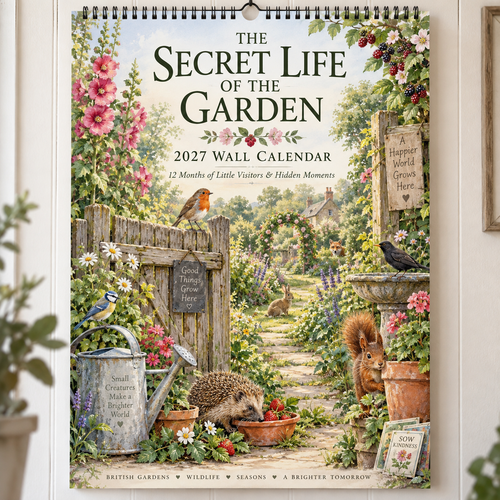 The Secret Life of the Garden 2027 Wall Calendar – 12‑Month British Wildlife Countryside Art Calendar