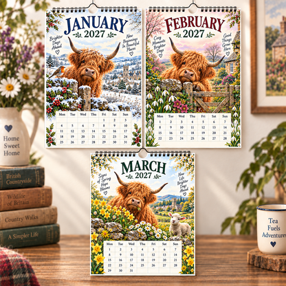 2027 Highland Cow Calendar｜A4 Hanging Calendar