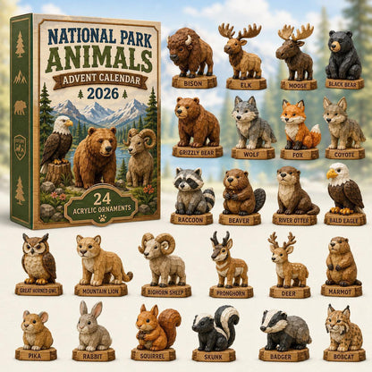 2026 National Park Animals Advent Calendar – 24 Days of Wildlife Discovery, Nature-Inspired Acrylic Ornament Blind Box