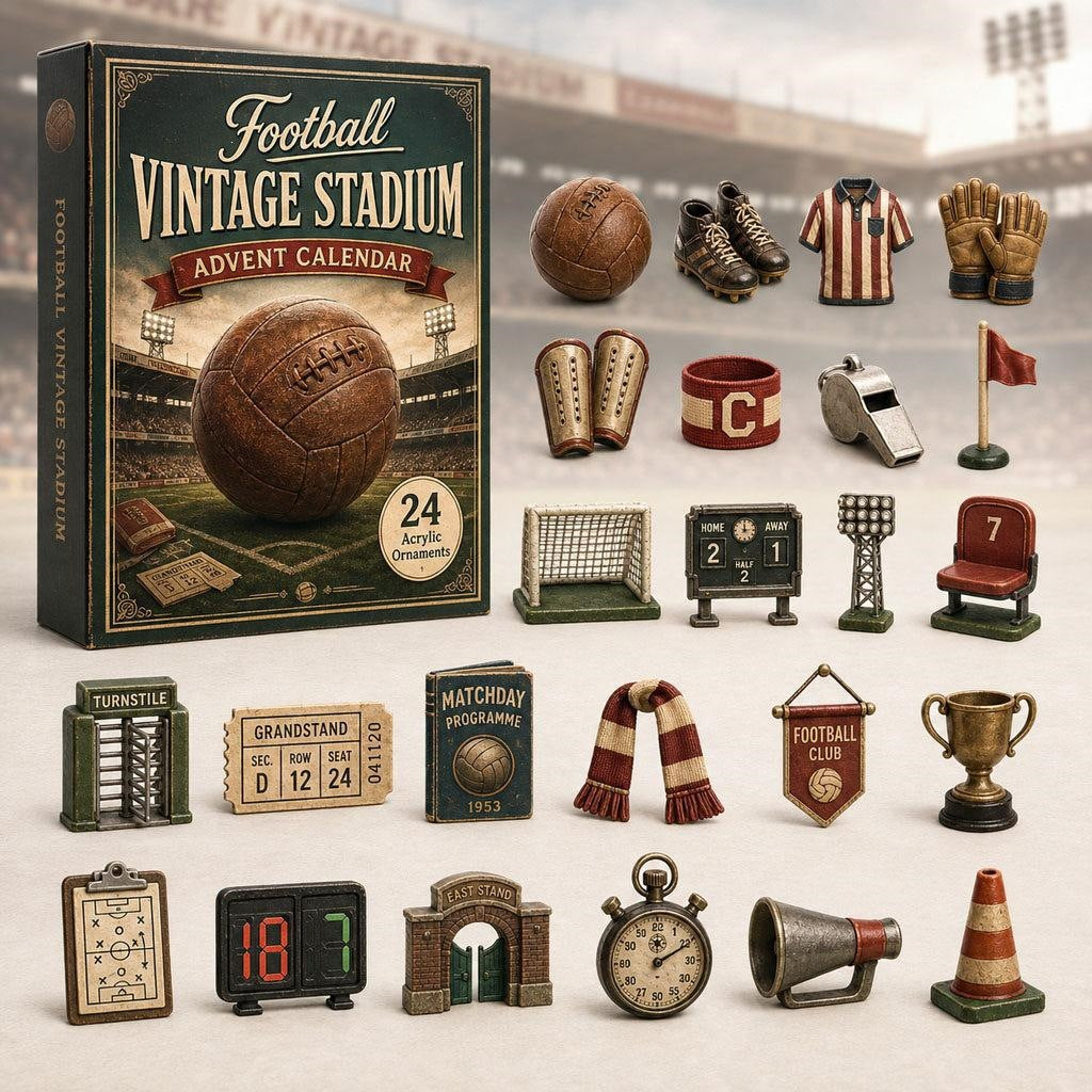 Back to the Terraces – 2026 Vintage Football Advent Calendar, 24 Collectible Ornament Surprises
