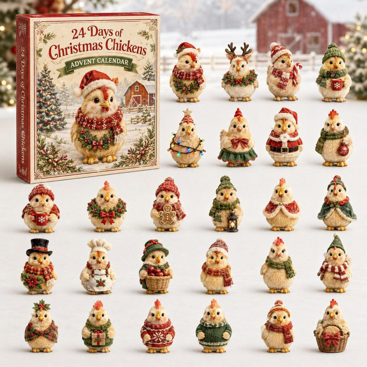 2026 A Very Clucky Christmas Advent Calendar – 24 Festive Chicken Ornaments for Poultry Lovers, Christmas Blind Box