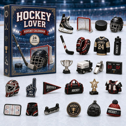 2026 Pucks & Presents – Hockey Lover Advent Calendar, 24 Ice Hockey-Themed Acrylic Ornaments