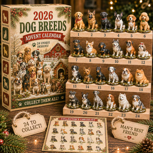 2026 All Paws Welcome – Dog Breeds Advent Calendar, 24 Collectible Dogs, Christmas Blind Box