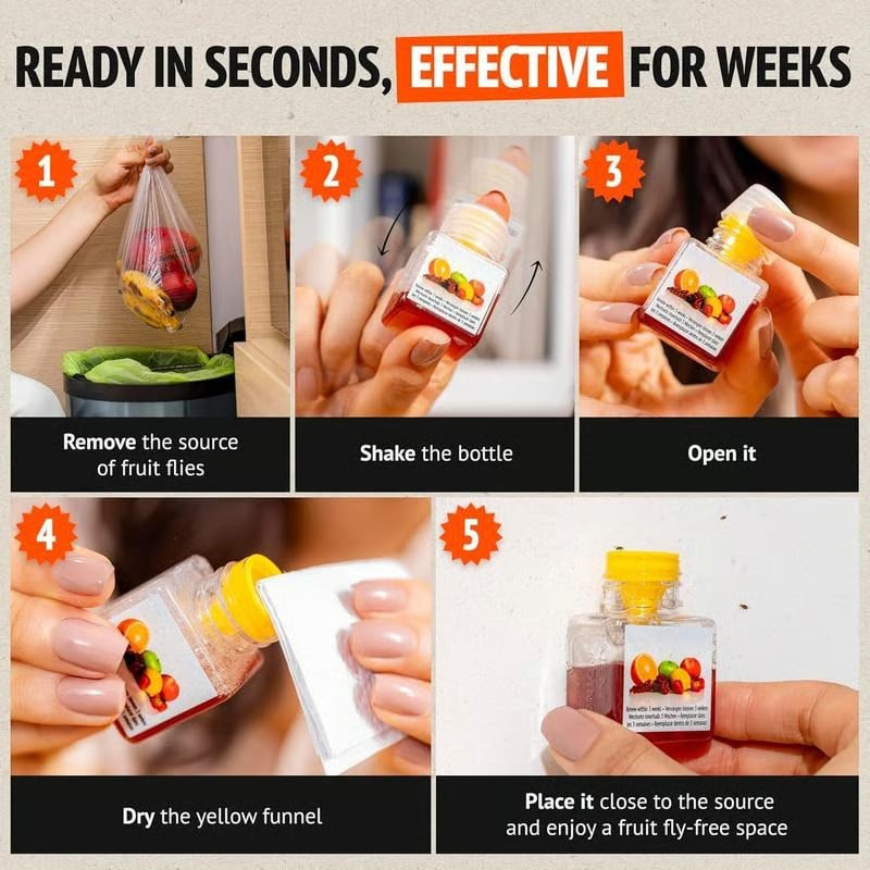 LAST DAY BUY 2 GET 1 FREE🔥Ultra-Strong Fruit Fly Trap - User Friendly (Up to 3 Weeks per Bottle)