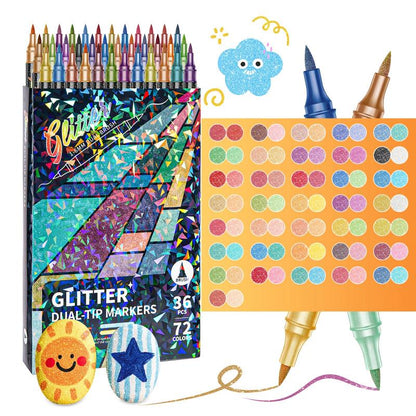 🏆 Last Day Special Price £9.99! 🎨Glitter Effect Brush Markers🥇(🌈24-96 Colors | Smooth No Clog | No Bleed Through📝)