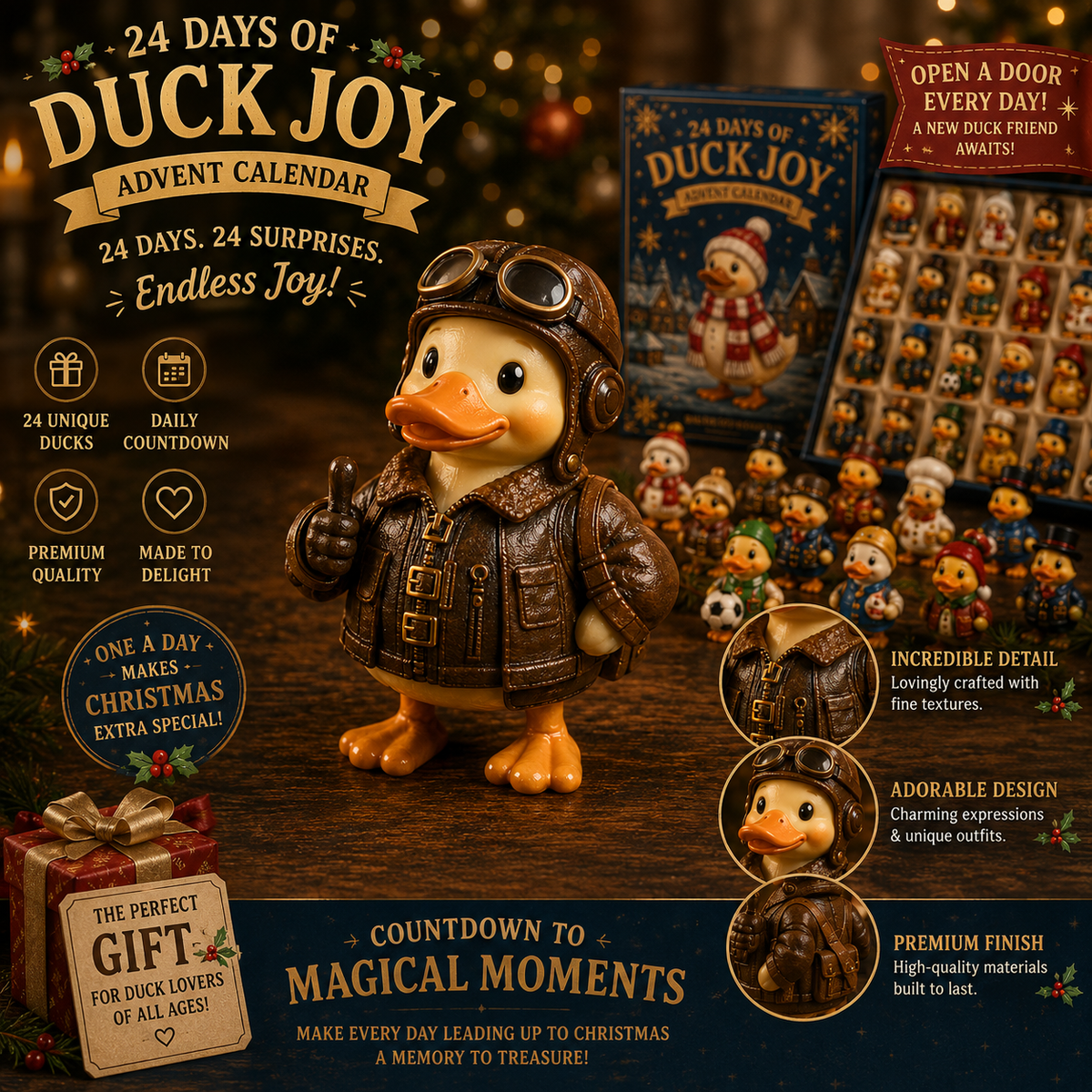Duck 24-Day Advent Calendar – Christmas Countdown Collectible Figurines