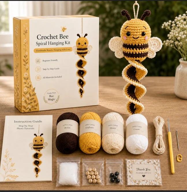 🦋🧶Crochet Spiral Hanging Kit – Beginner-Friendly DIY Garden Animal Decor 🍃